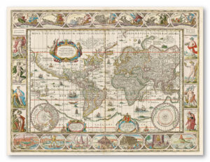 Nouvelle carte du Monde et carte hydrographique par Willem Blaeu